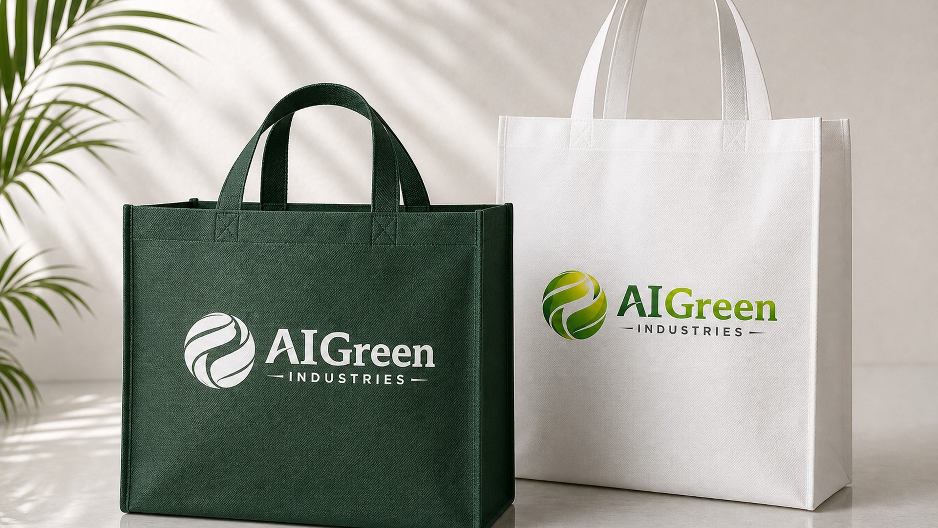 Custom printed AI Green Industries bags with brand logo